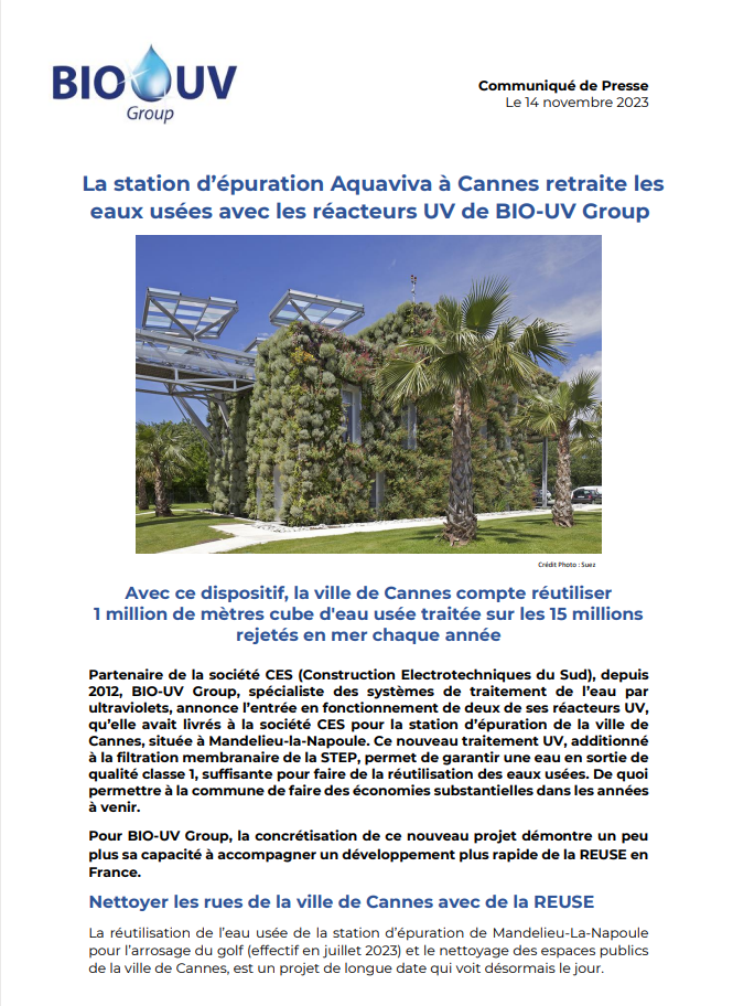 La Station D Puration Aquaviva Cannes Retraite Les Eaux Us Es Avec